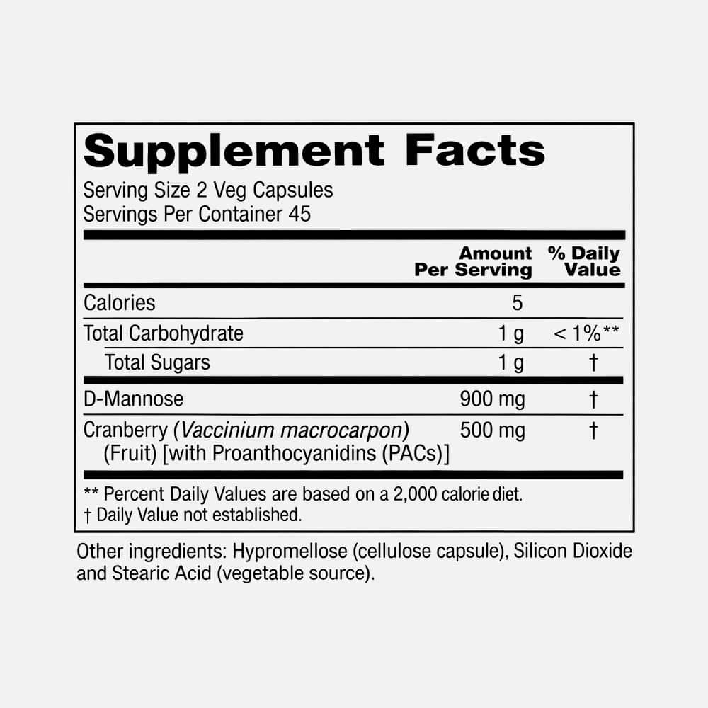 Mannose Cranberry Dual Action Formula - 90 Veg Capsules