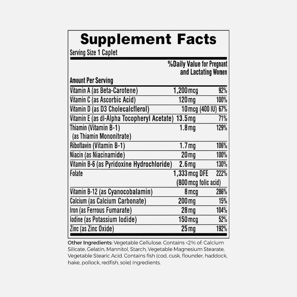 Prenatal Multivitamin with Iron & Folic Acid 800mcg - 100 Caplets