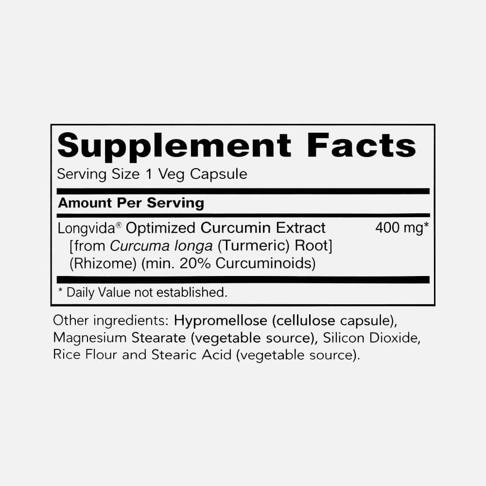 CurcuBrain Longvida Curcumin 400mg - 50 Veg Capsules