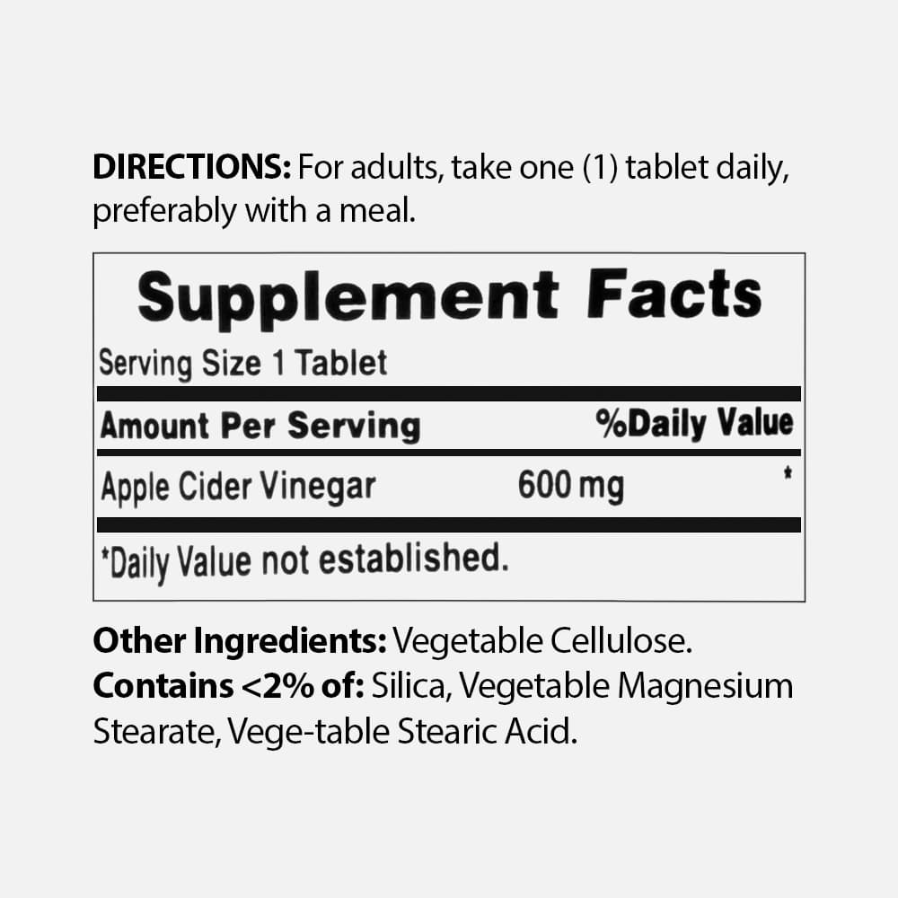 Apple Cider Vinegar 600mg - 200 Tablets