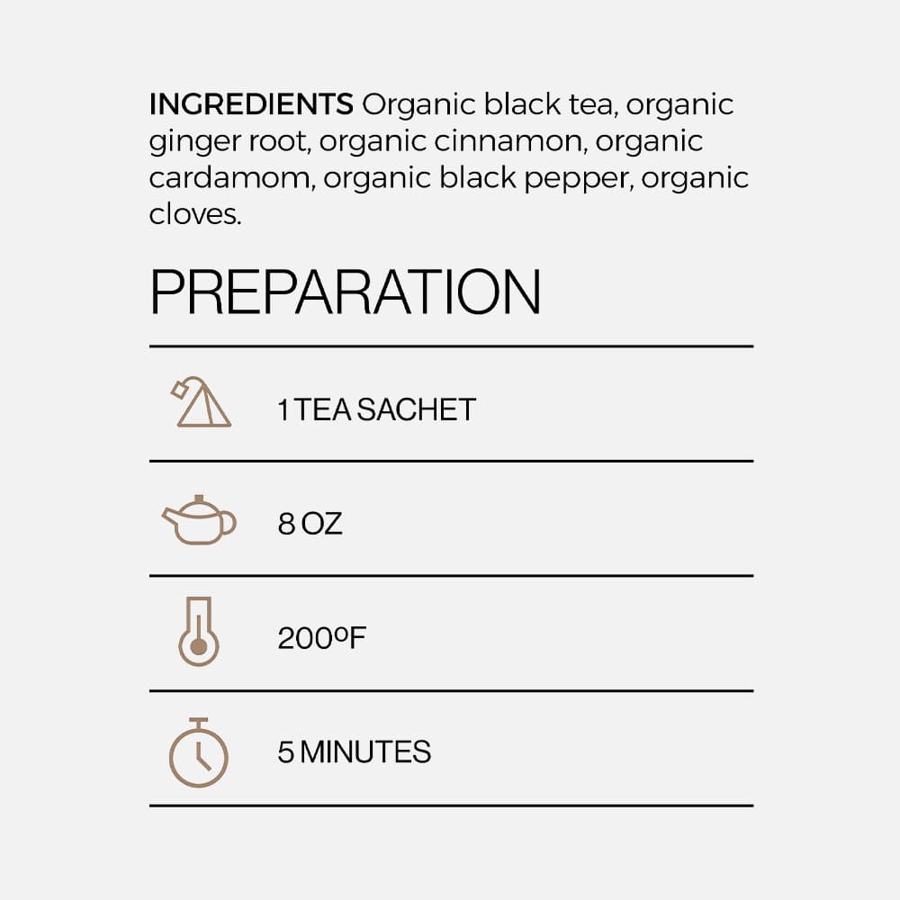 Masala Chai Black Tea 15ct - Organic Sachets