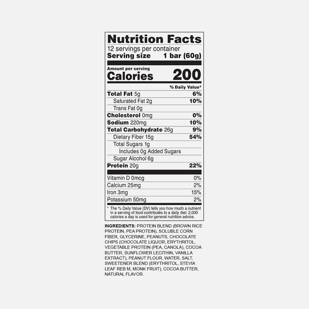 No Cow Protein Bar 20g - 12 Bars (PB Chocolate Chip)