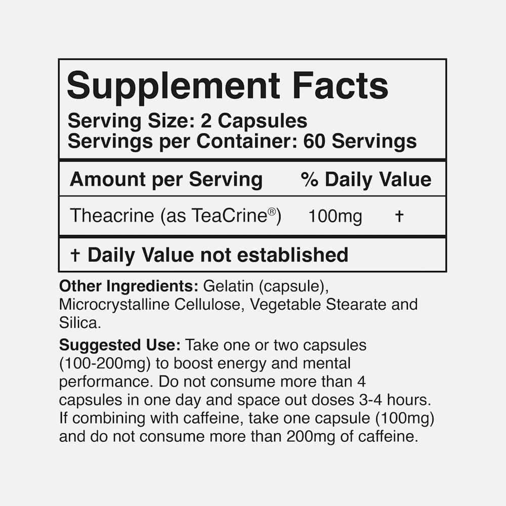 Theacrine (TeaCrine) 100mg - 60 Capsules