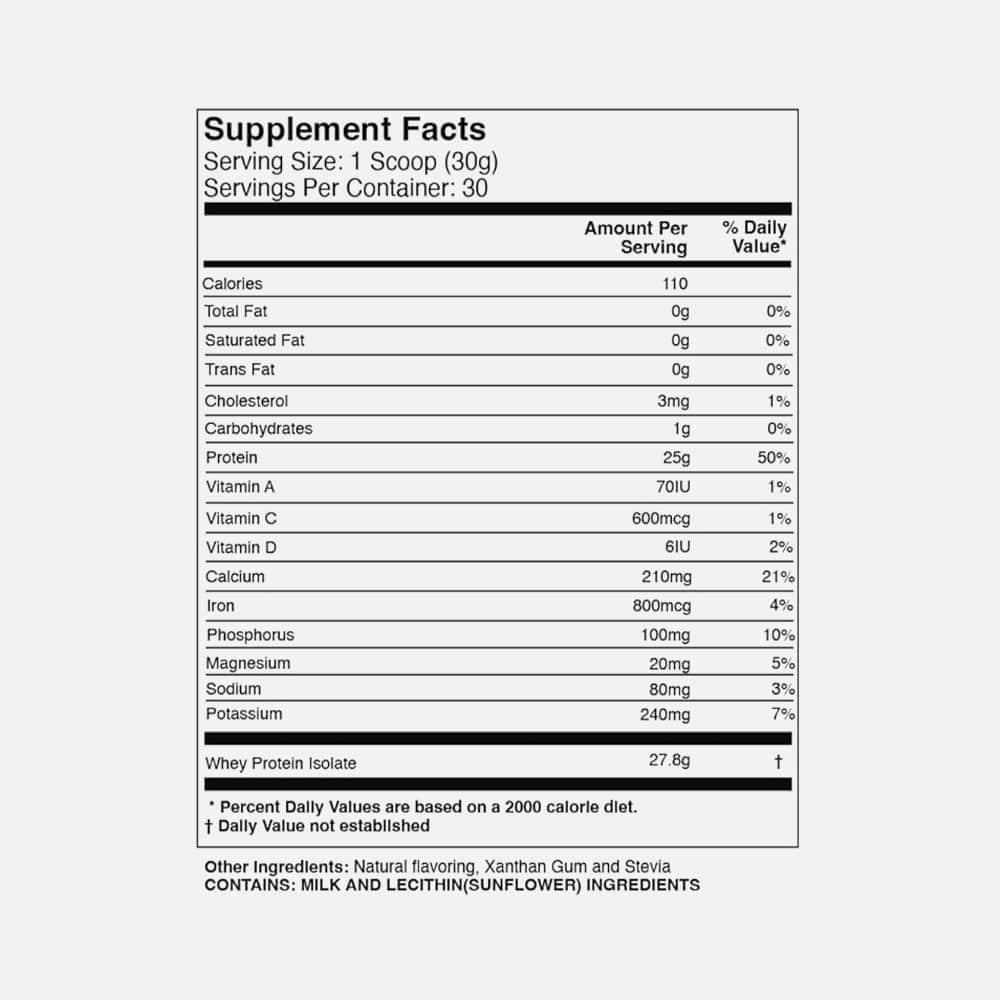 Grass Fed Whey Protein Isolate 25g - 30 Servings (Vanilla)