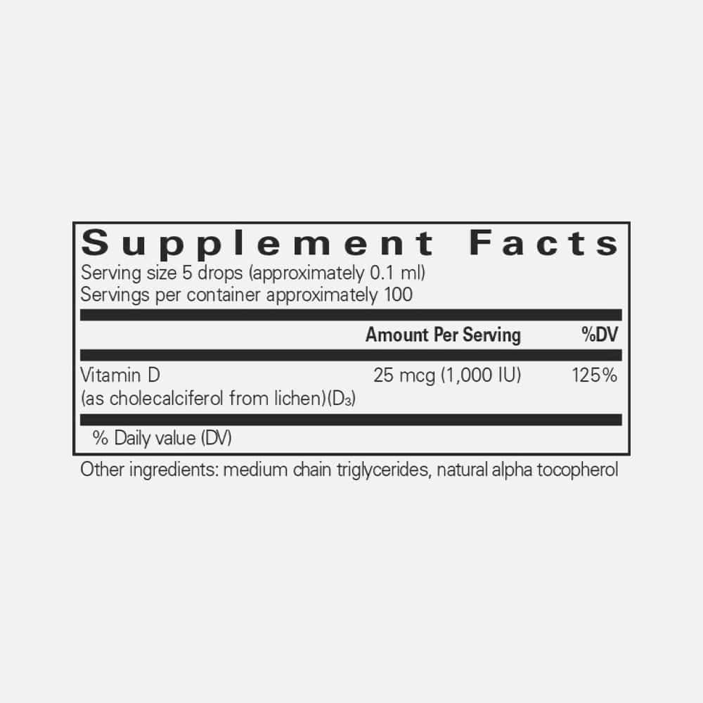 Pure Encapsulations Vitamin D3 (Vegan) Liquid 25mcg 0.3fl oz