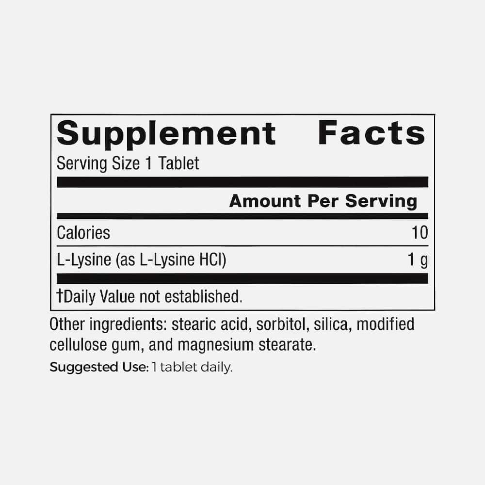 L-Lysine Free Form 1000mg - 200 Tablets