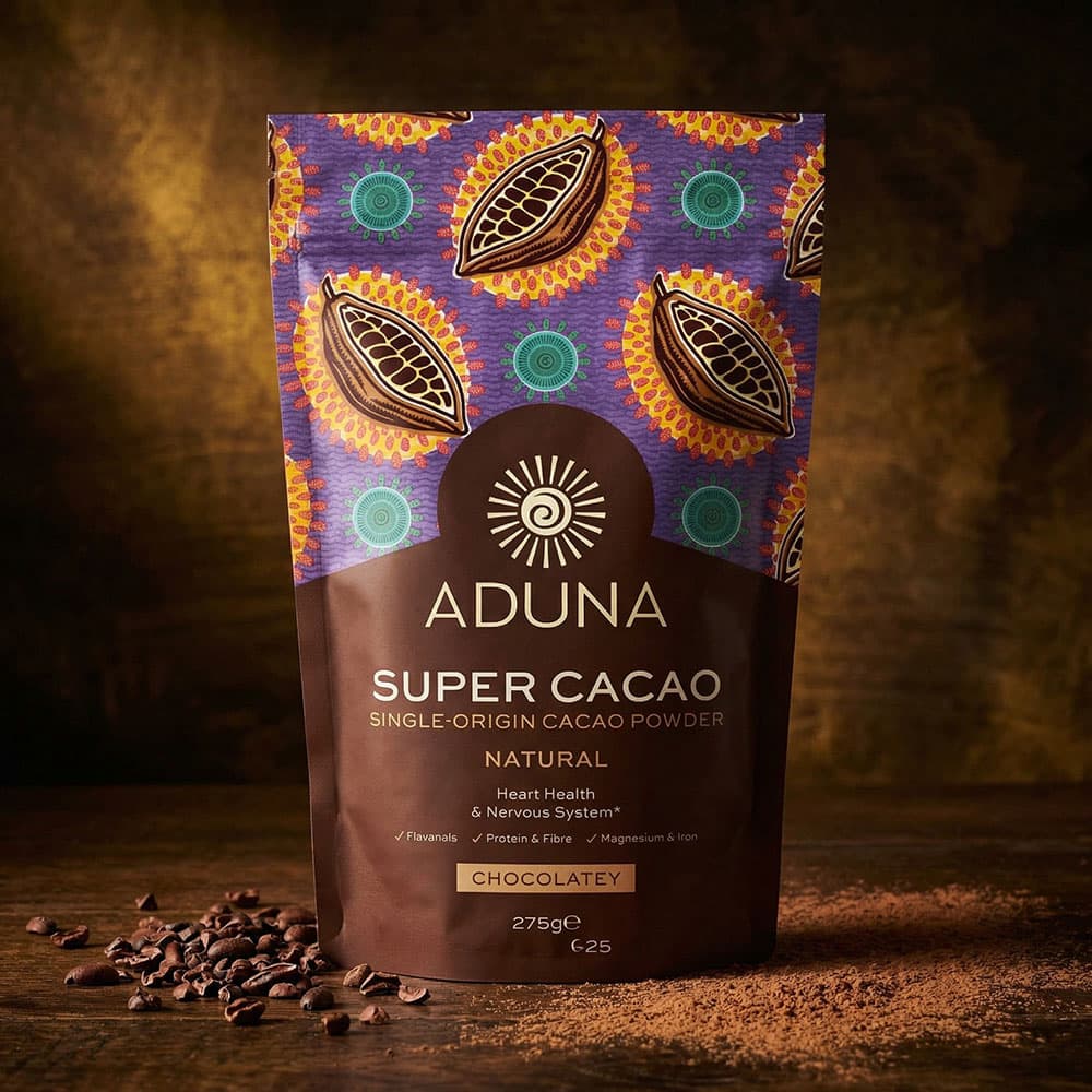Aduna Super-Cacao Premium Blend Cacao Powder – Ethically Sourced from Ghana