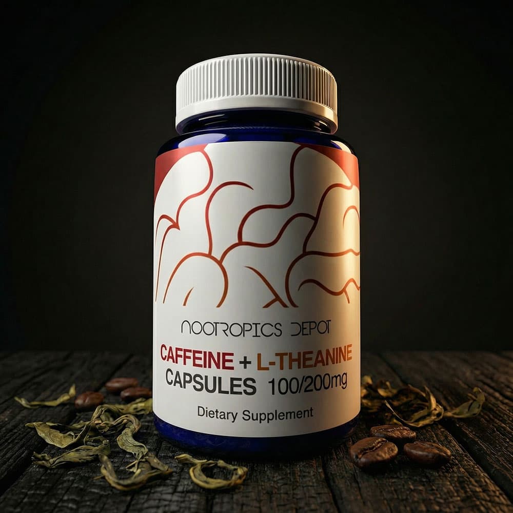Caffeine 100mg + L-Theanine 200mg - 180 Capsules