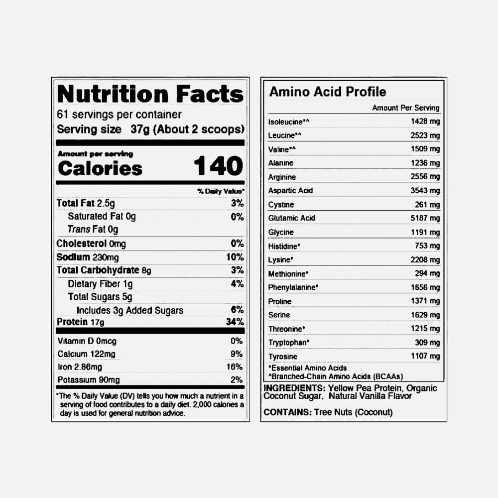 Vanilla Pea Protein Isolate 25g - 5lb Powder