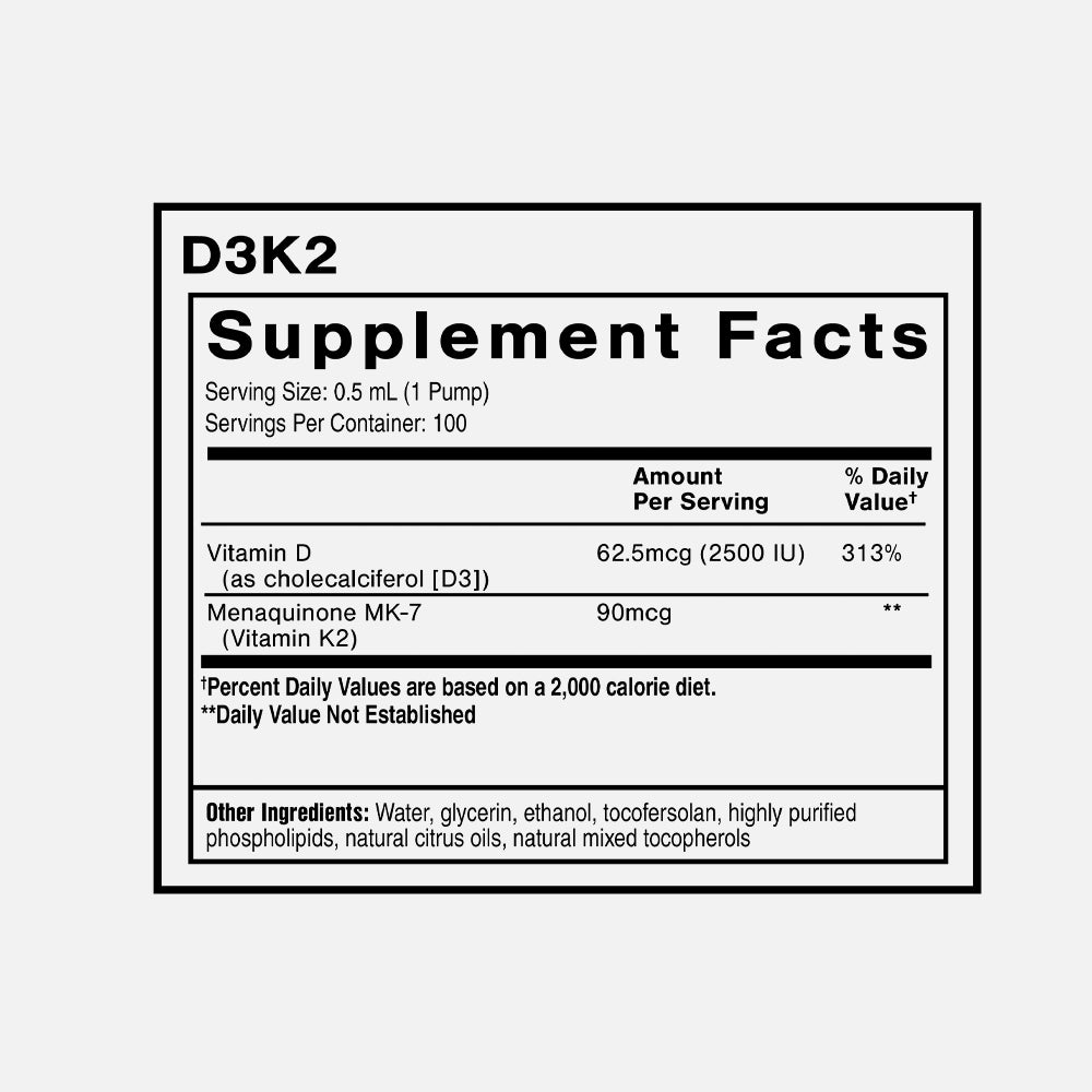 Vitamin D3 2500IU + K2 MK-7 90mcg - 50ml Liquid