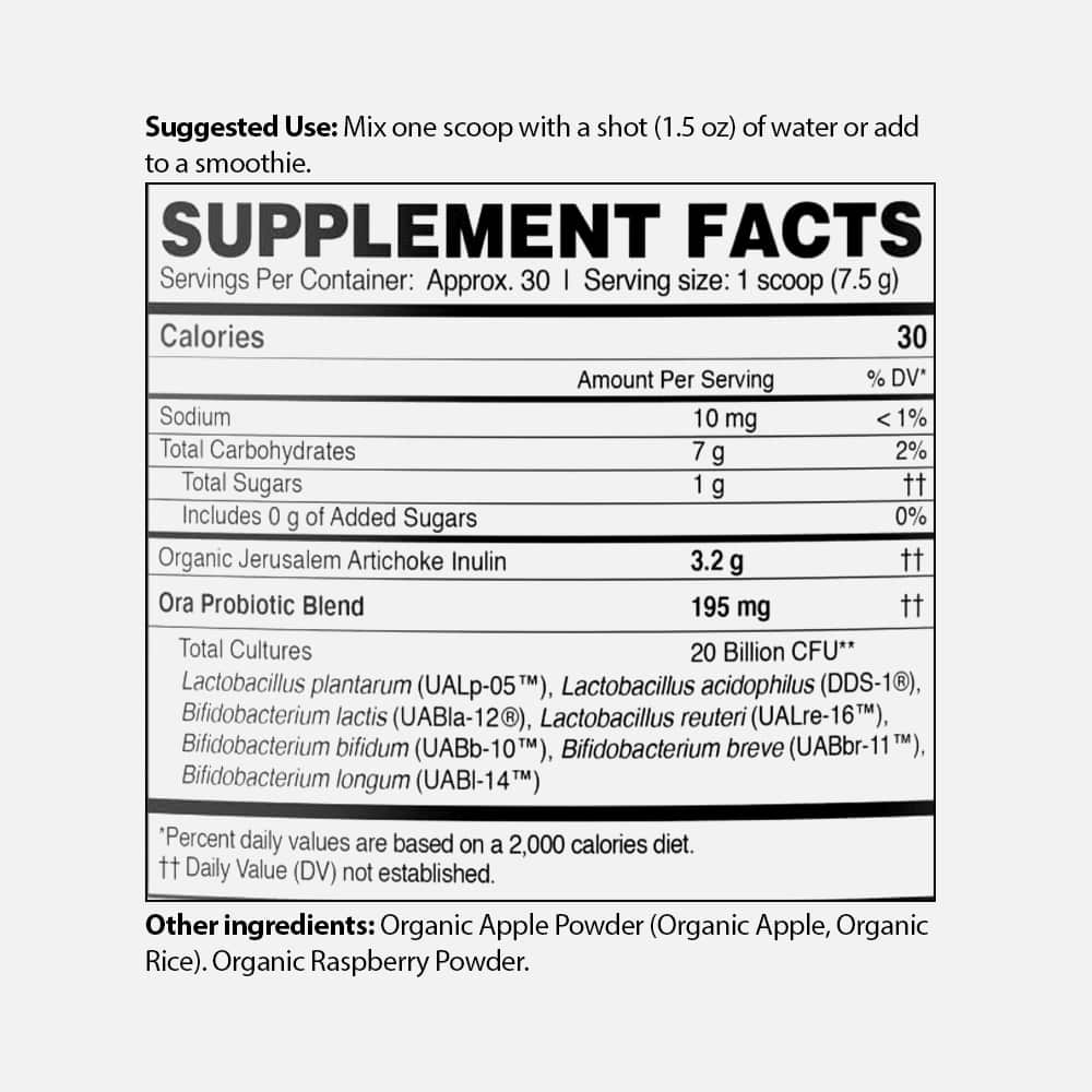 Ora Synbiotic Probiotic 20 Billion CFU - 30 Servings Powder