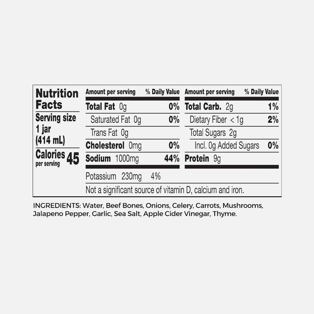 Beef Jalapeno Sea Salt Bone Broth - 14 fl oz (6-Pack)