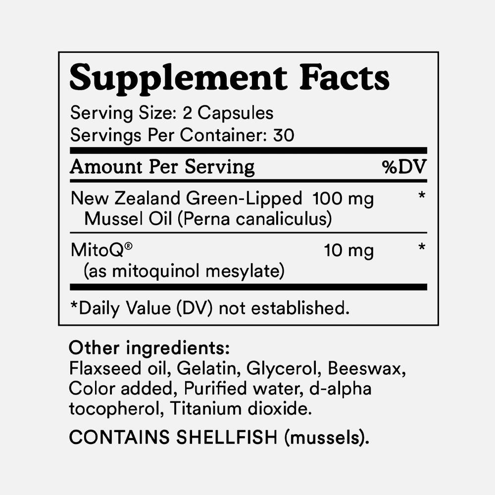 MitoQ +Joint CoQ10 & GLME 5mg - 60 Softgels