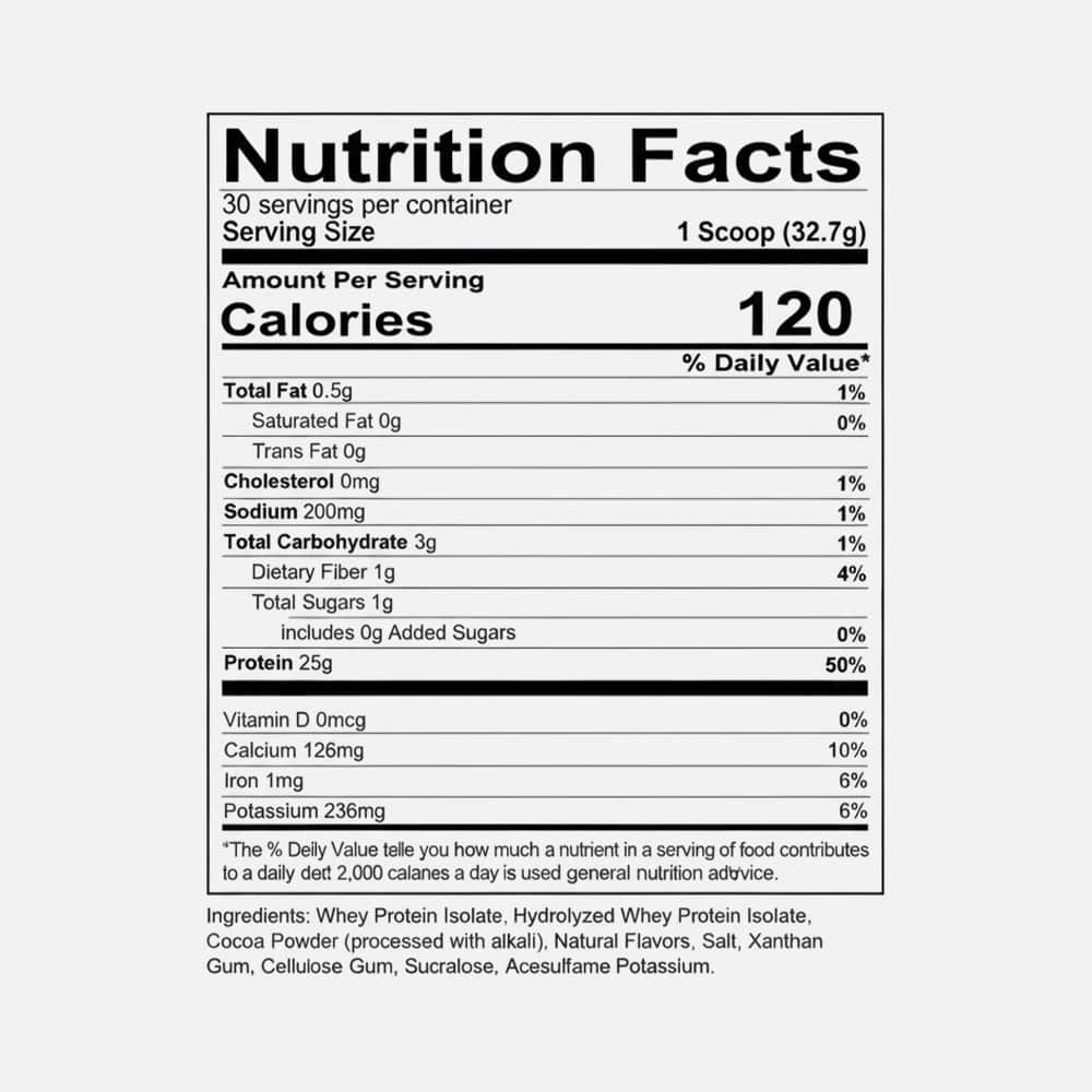 Whey Protein Isolate 25g - 30 Servings Powder (Chocolate)