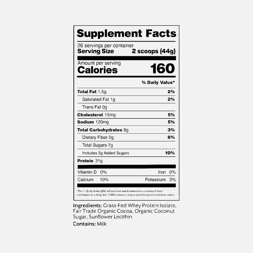 Whey Protein Isolate 30g - 30 Servings Powder (Chocolate)