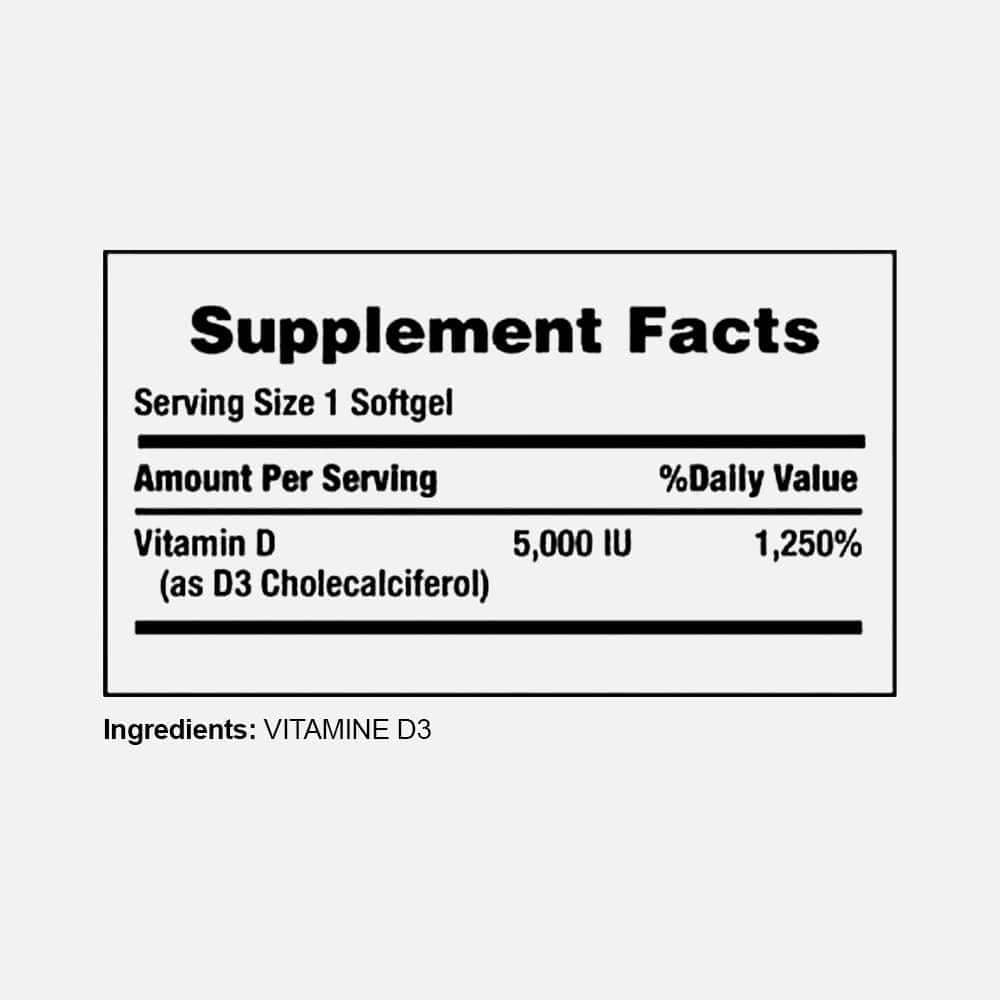 Vitamin D3 5000 IU - 400 Softgels