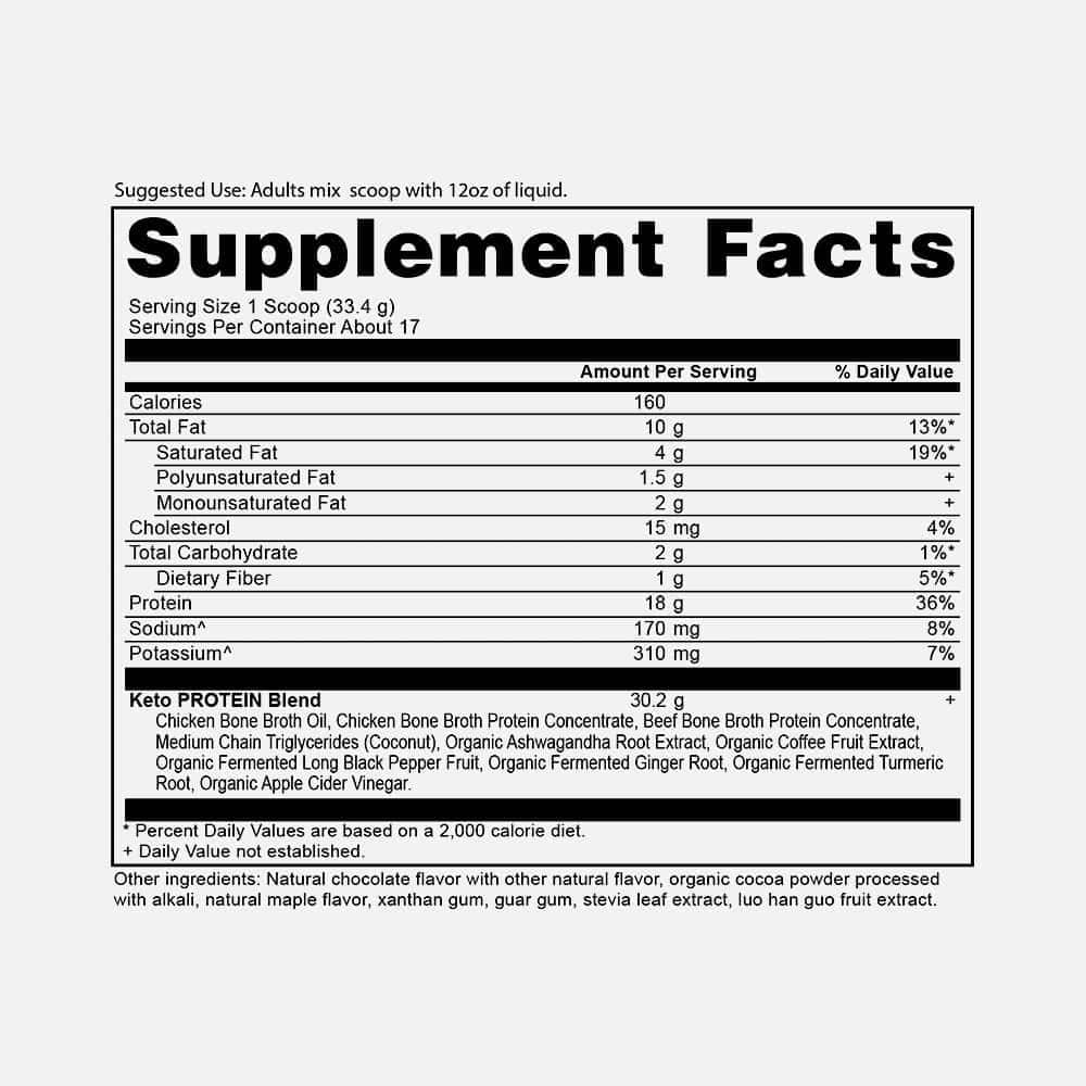 Keto Protein Powder Chocolate 18g - 17 Servings (Powder)