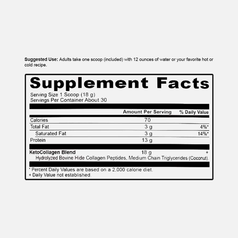 Keto Collagen Peptides 15g with MCT - 30 Servings Powder