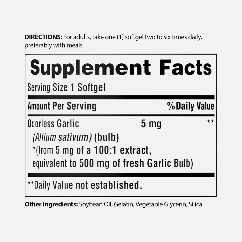 Odorless Garlic 500mg - 250 Softgels