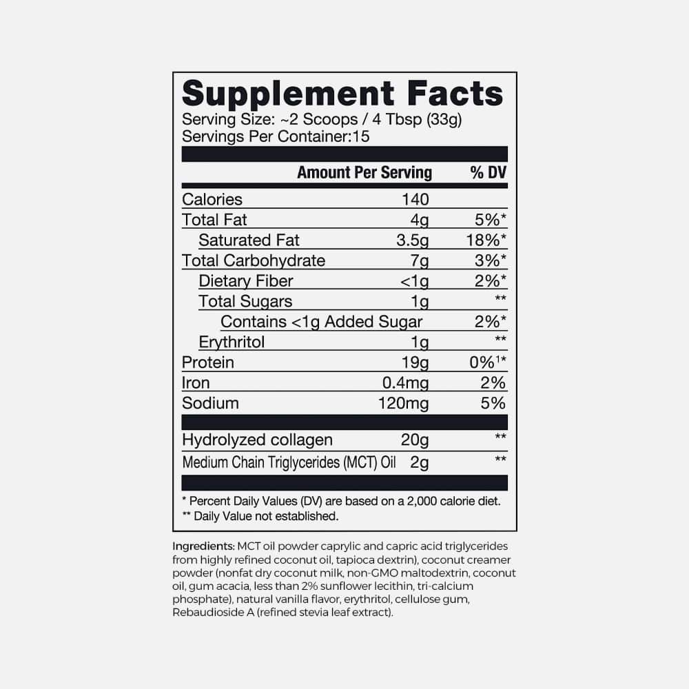 Vanilla Collagen Peptides 20g with MCT Oil - Powder 17.6oz