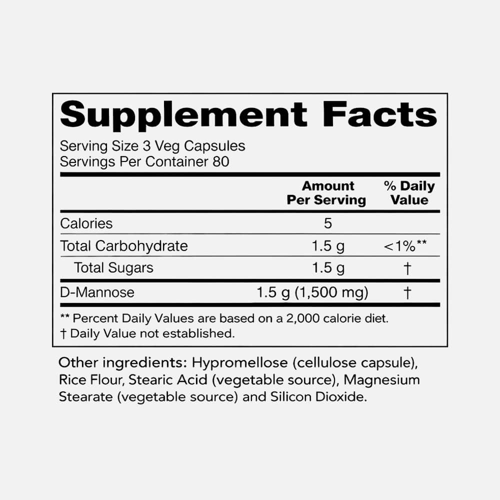 D-Mannose 500mg - 240 Vegan Capsules