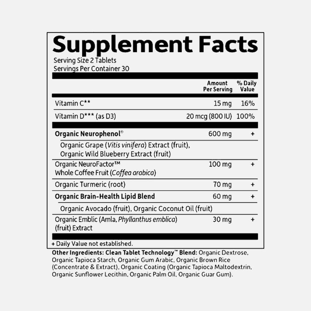 Organic Brain Health Memory & Focus - 60 Tablets