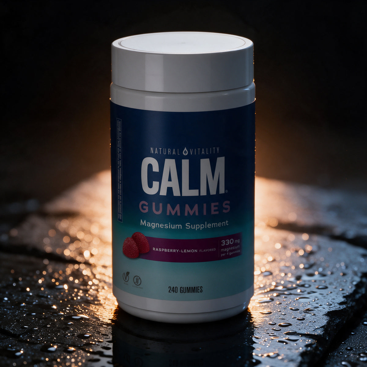 Natural Vitality - Calm Magnesium Citrate Gummies - Raspberry Lemon - 240 Count