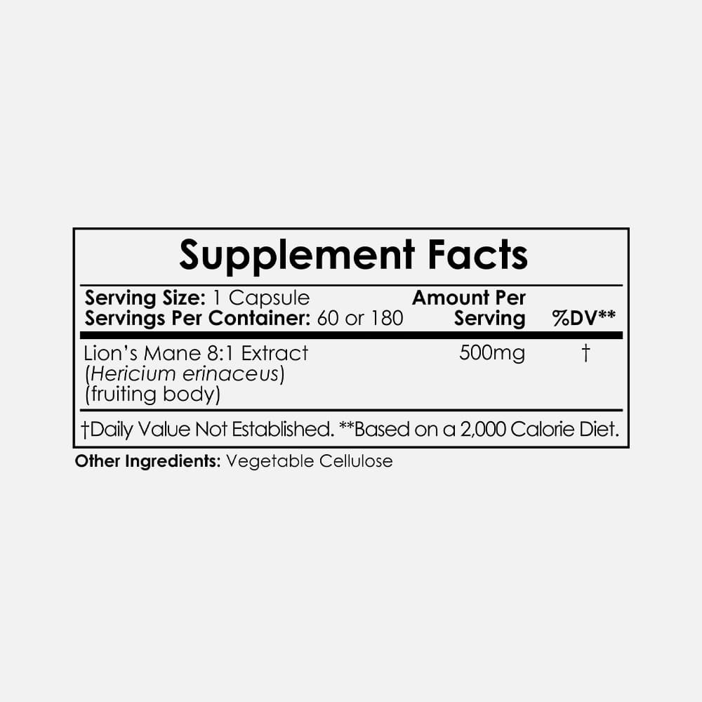 Lion's Mane Mushroom 500mg - 60 Capsules