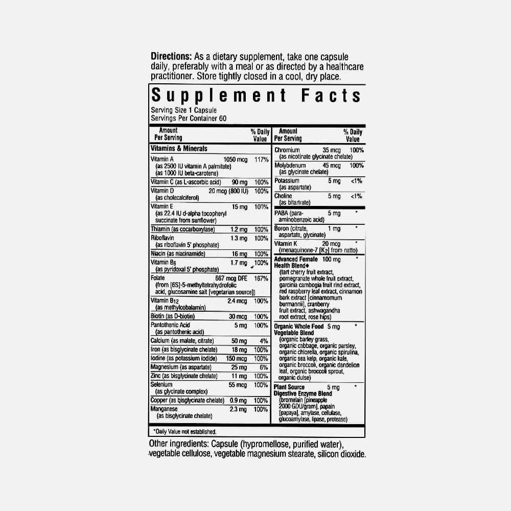 Ladies One Whole Food Multivitamin - 90 Veg Capsules