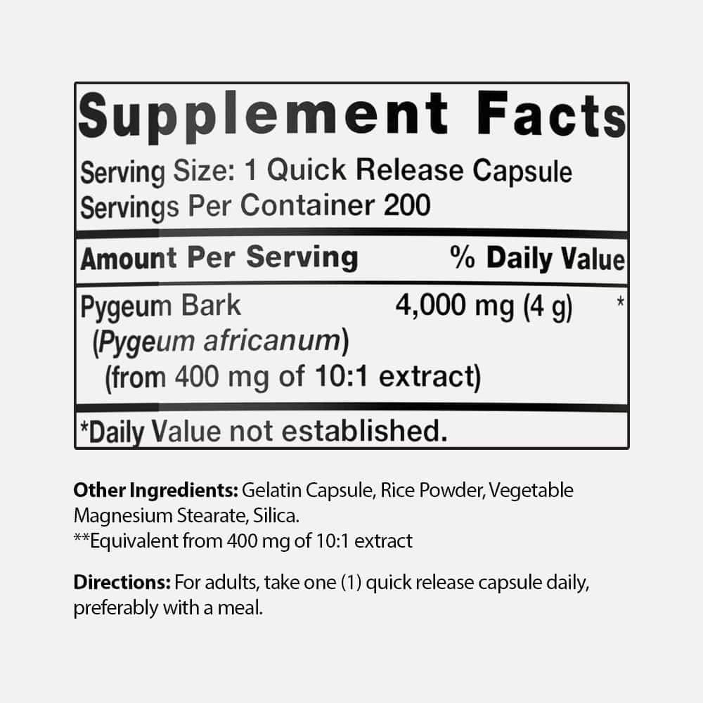 Pygeum Africanum Bark Extract 4000mg - 200 Capsules