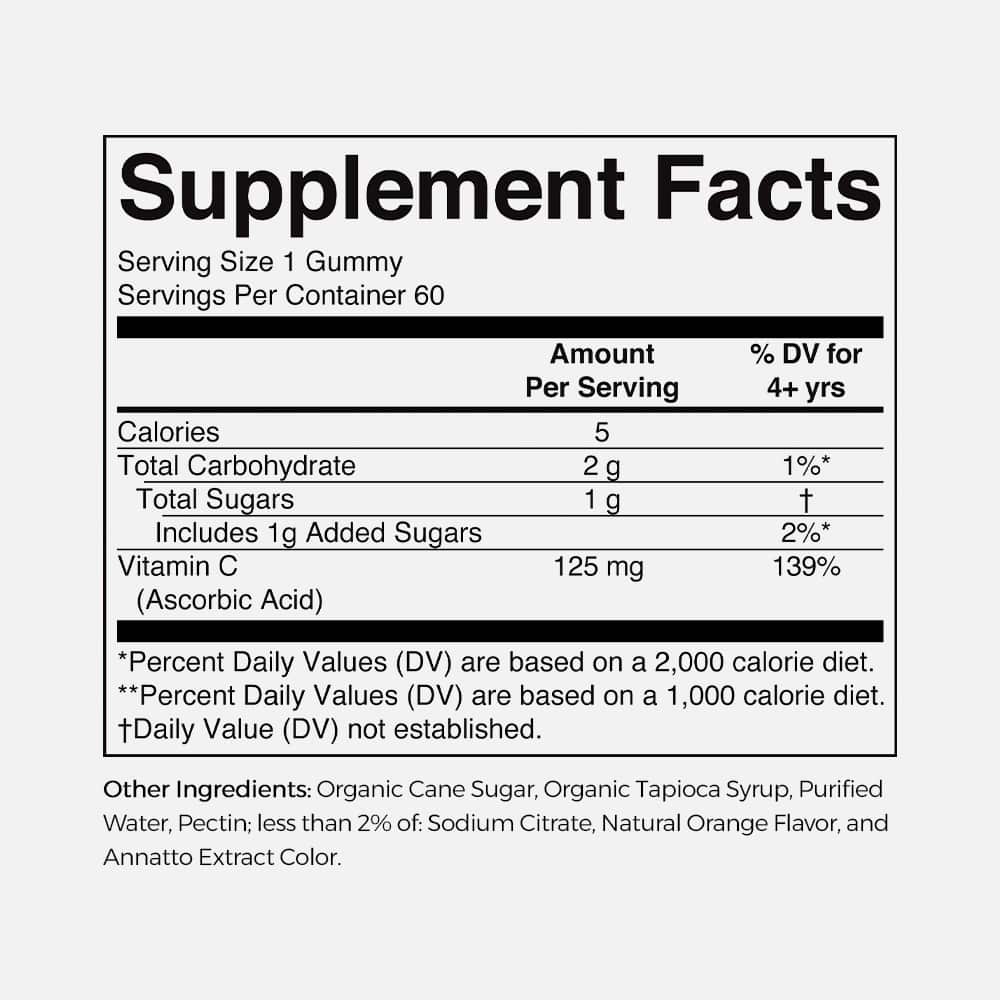 Vitamin C 125mg - 60 Vegan Gummies (Orange)