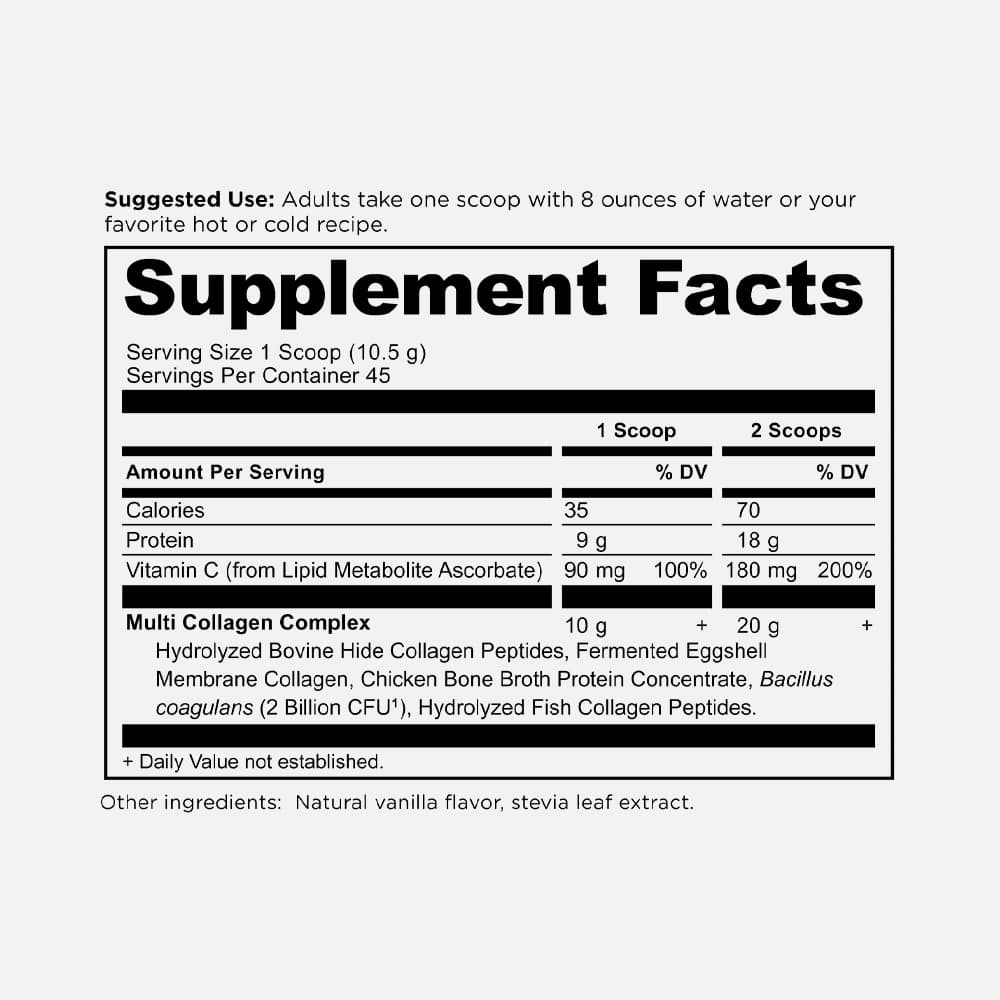 Multi Collagen Protein 20g - 45 Servings Powder (Vanilla)