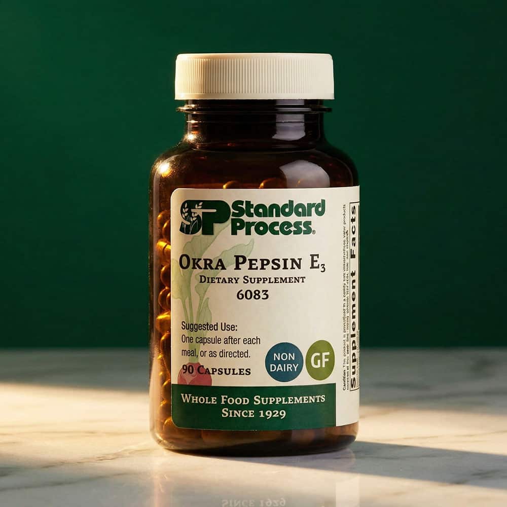 Okra Pepsin E3 90mg - 90 Capsules