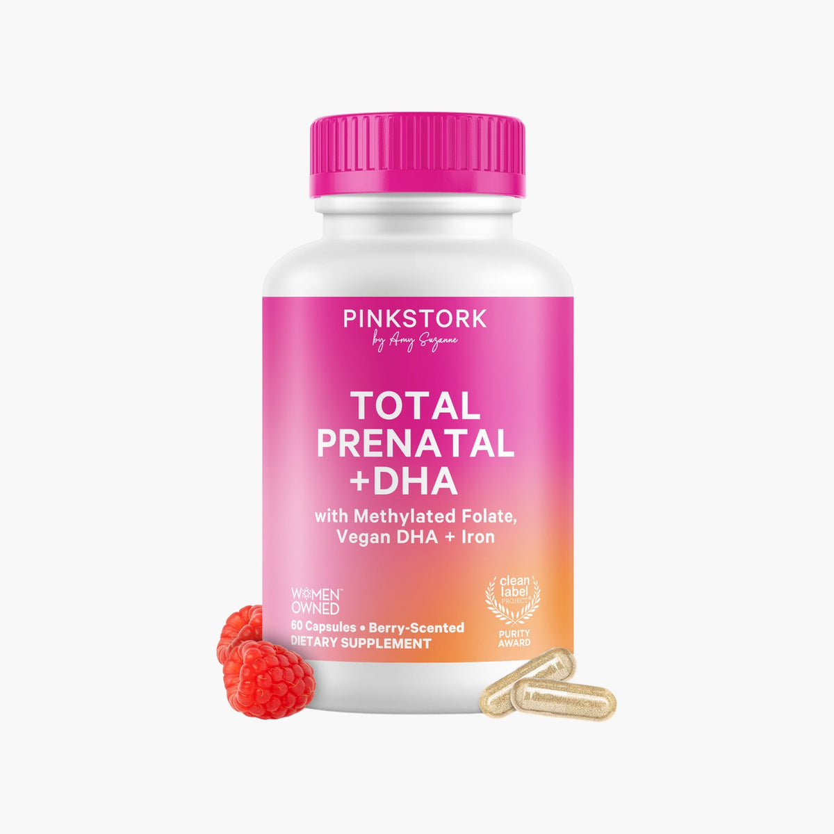Pink Stork - Total Prenatal + DHA - Berry - 60 Capsules