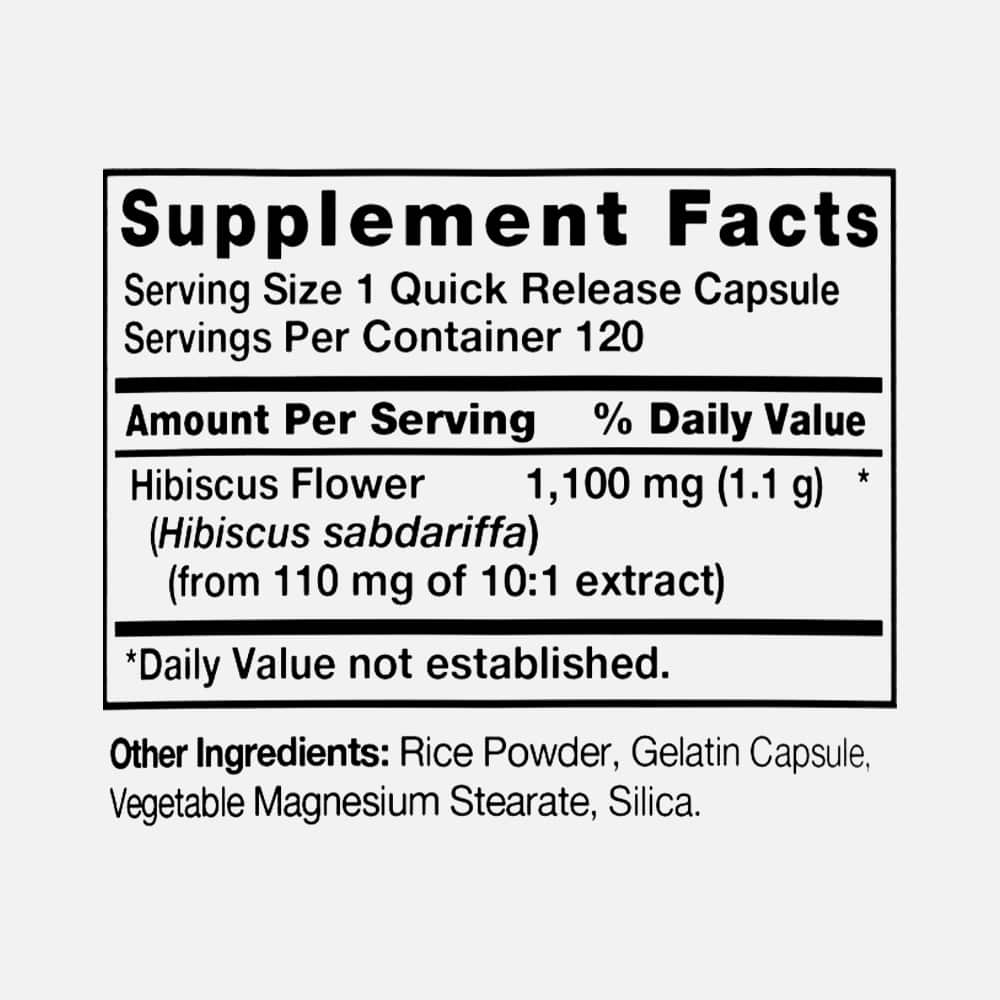Hibiscus Flower Extract 1100mg - 120 Capsules
