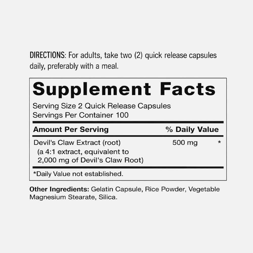 Devil's Claw Extract 2000mg - 200 Capsules