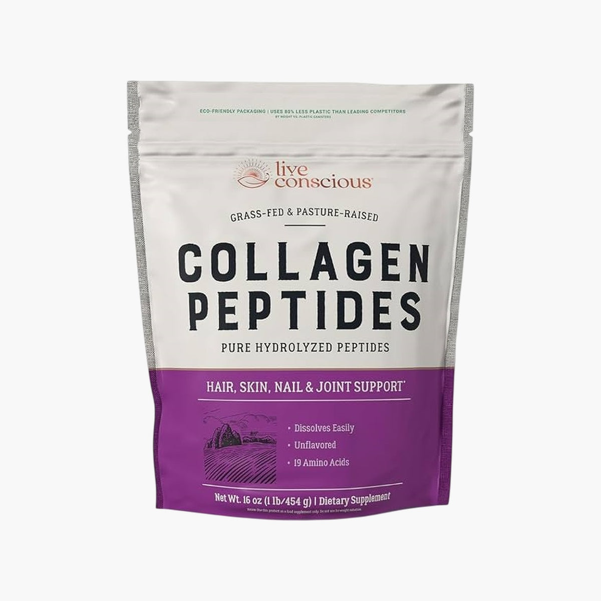 Live Conscious - Collagen Peptides Type I & III - Unflavored - 454 g