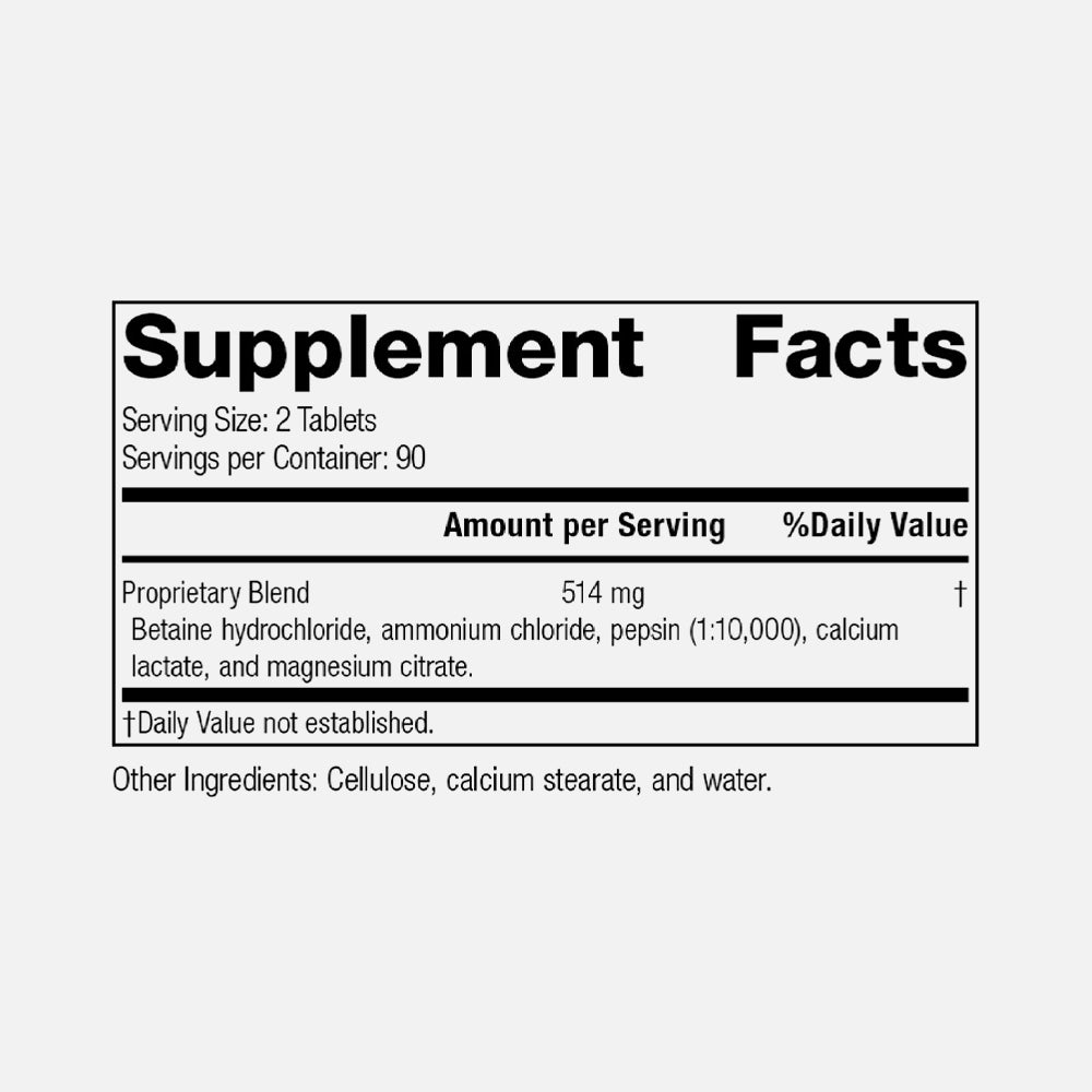 Betaine Hydrochloride 650mg - 180 Tablets