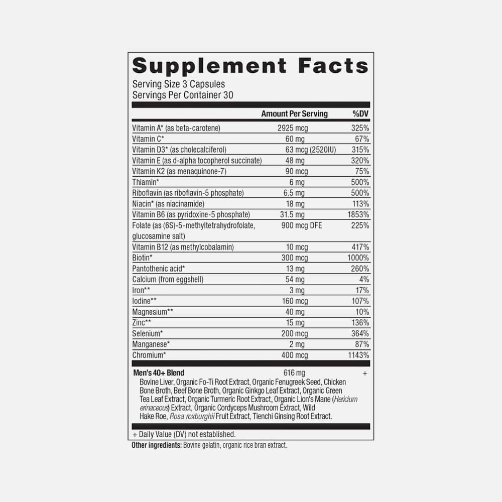 Men's 40+ Multivitamin 3-Day Formula - 90 Capsules