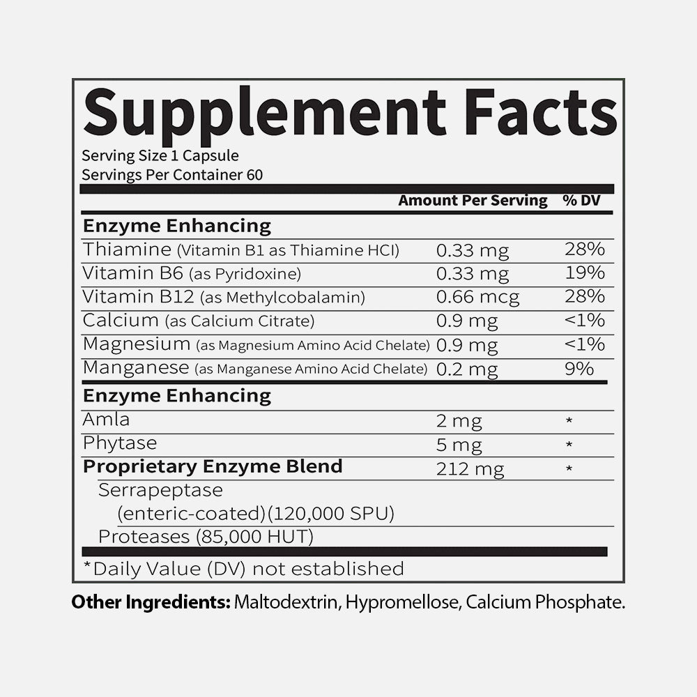 Serrapeptase Enzymes 120000 SPU - 60 Capsules