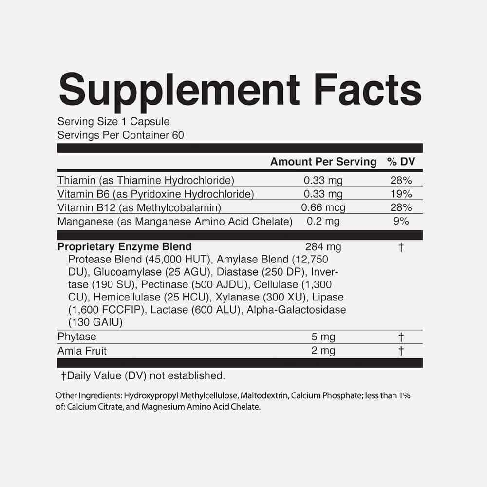 Digestive Enzymes Complex with B Vitamins - 60 Capsules