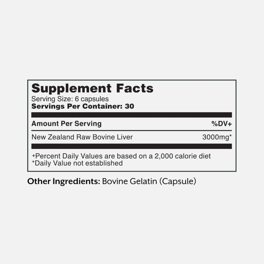 Grass Fed Beef Liver 3000mg - 180 Capsules