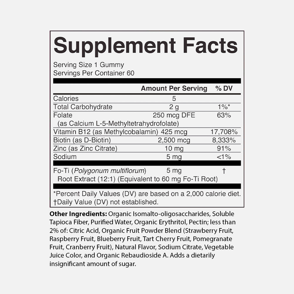 Biotin 2500mcg - 60 Vegan Gummies (Sugar Free)