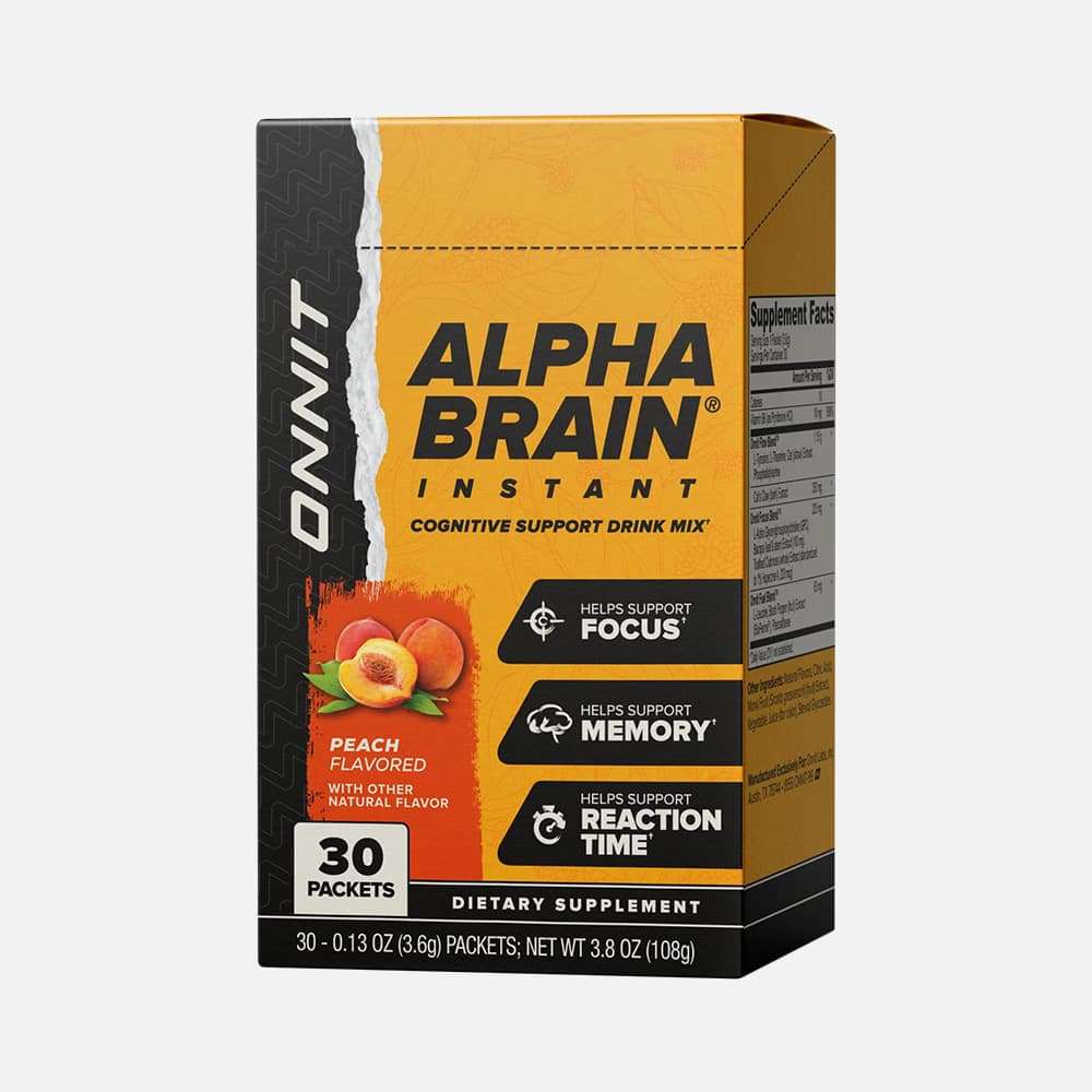 Onnit Alpha Brain Instant 30ct - Nootropic Drink Mix Peach