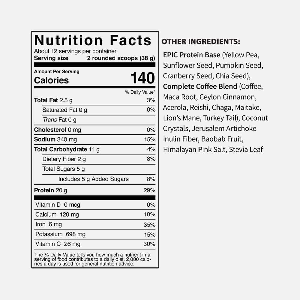 Epic Protein Complete Coffee 20g - 12 Servings Powder