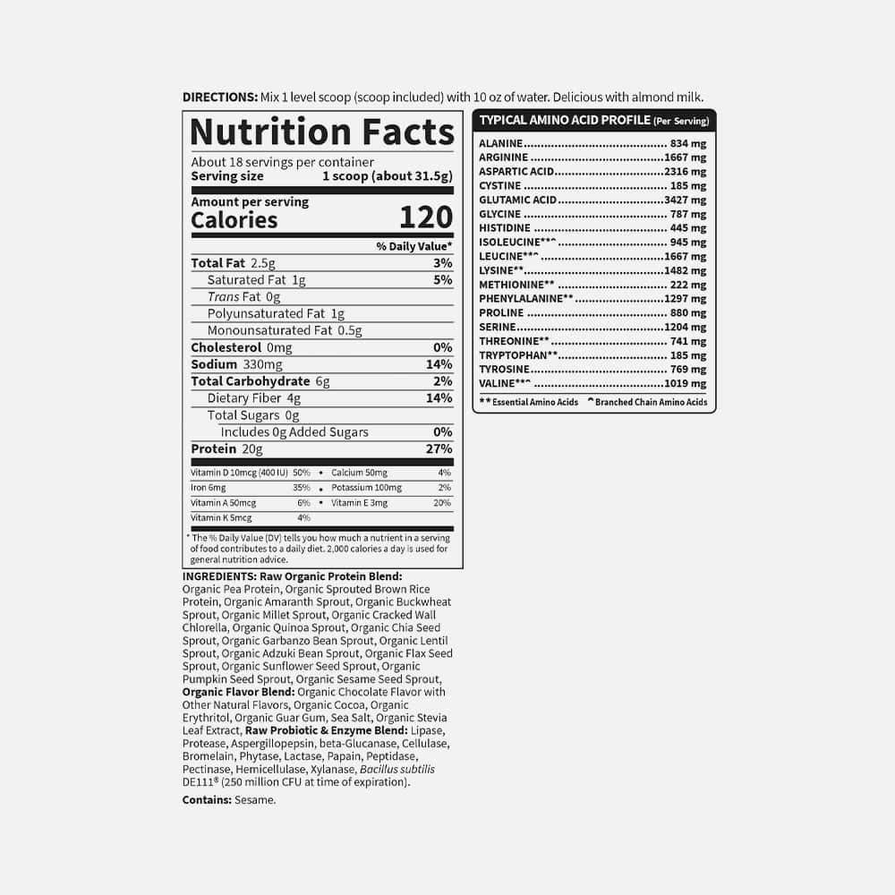 Organic Plant Protein 20g - Chocolate Powder 440g