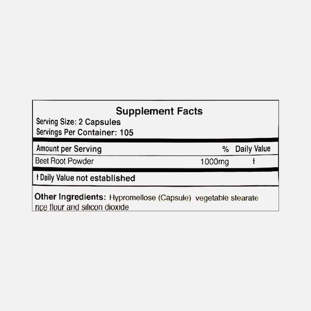 Organic Beet Root Powder 1000mg - 210 Capsules