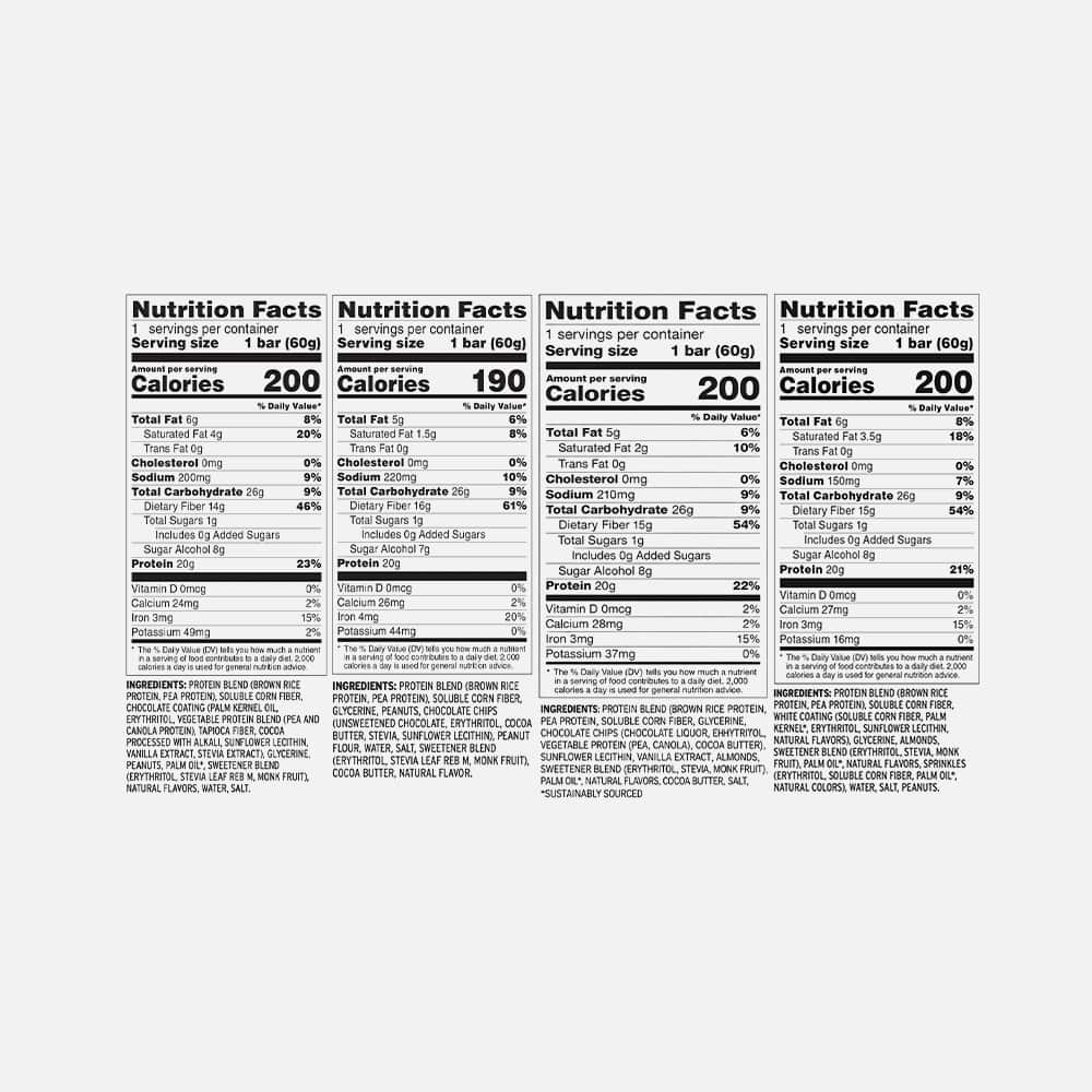No Cow Vegan Protein Bars 20g - 12 Bar Sampler Pack
