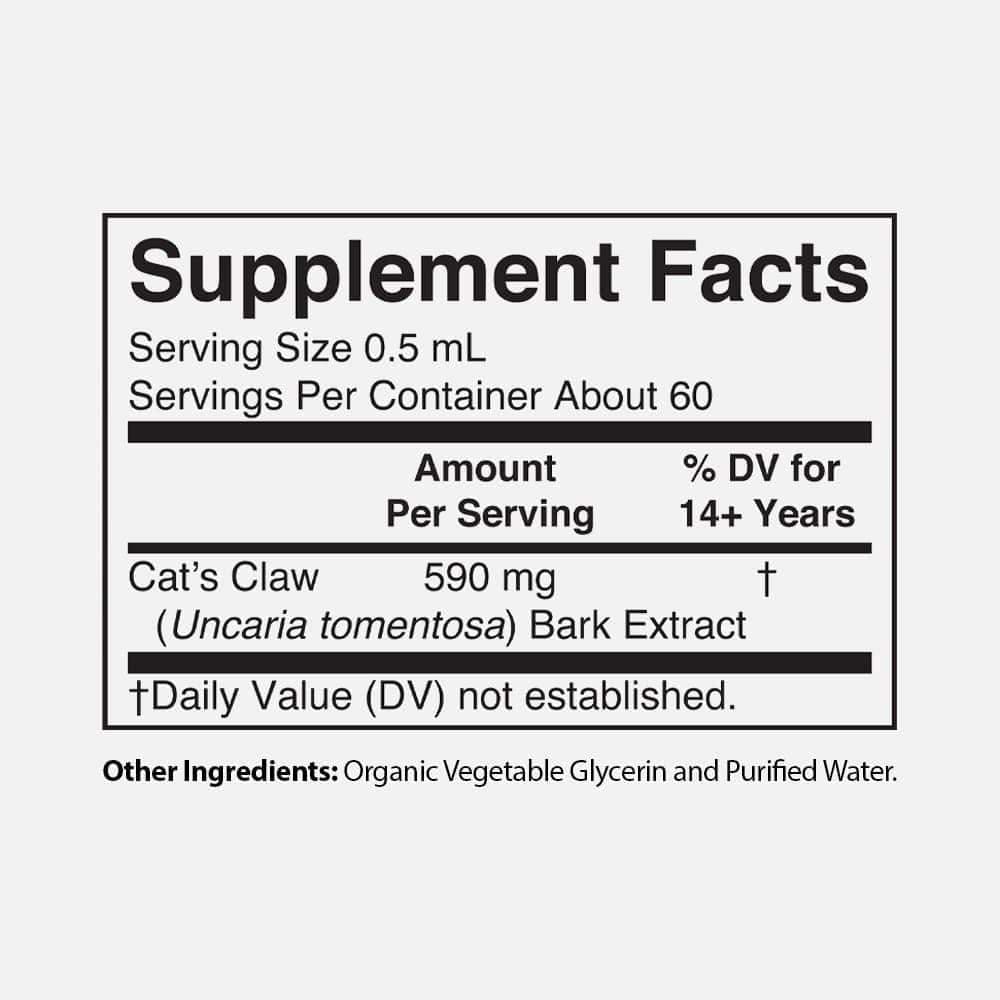 Cat's Claw Bark Extract 590mg - 1 fl oz Liquid Drops