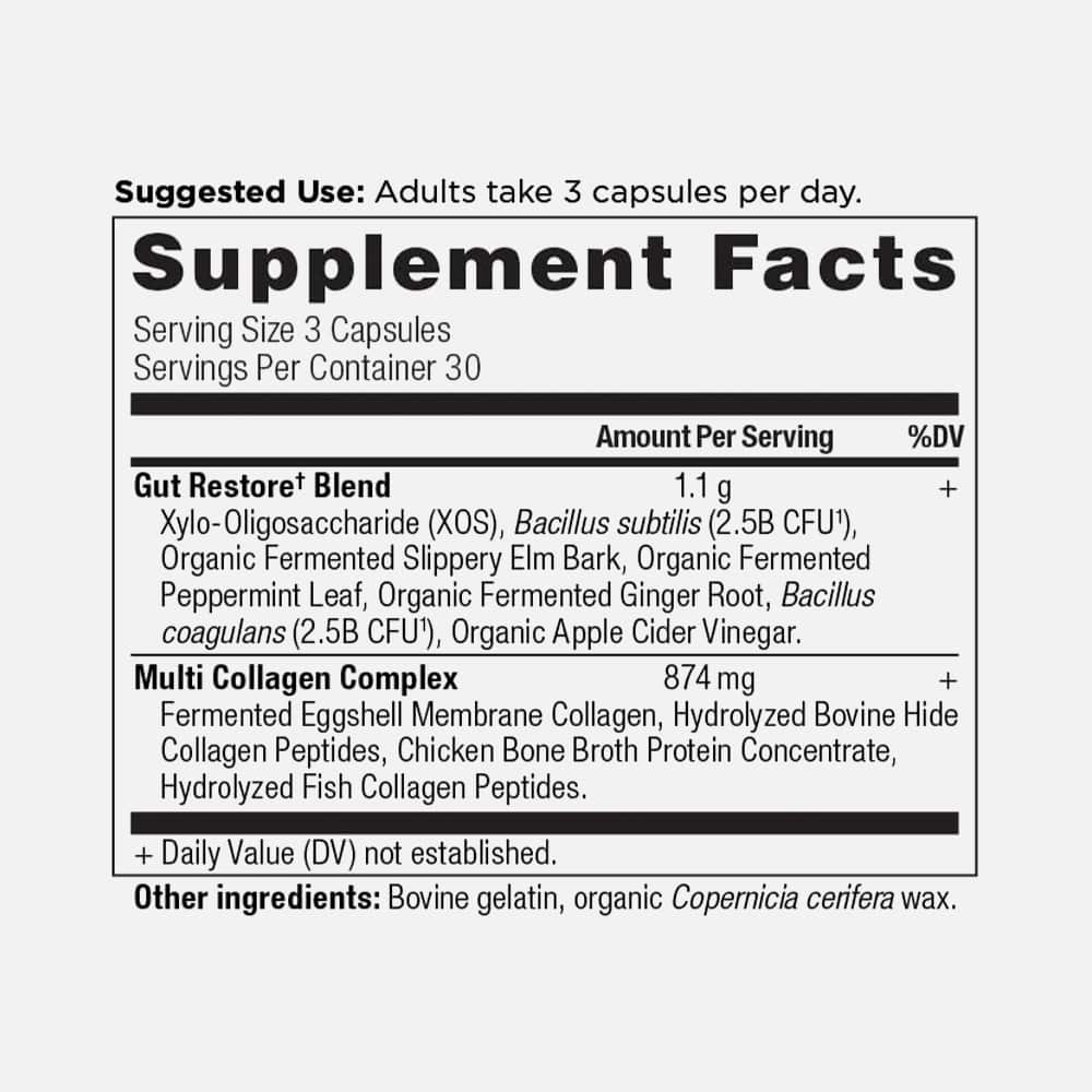 Multi Collagen Gut Restore 3-Capsule Serving - 90 Capsules